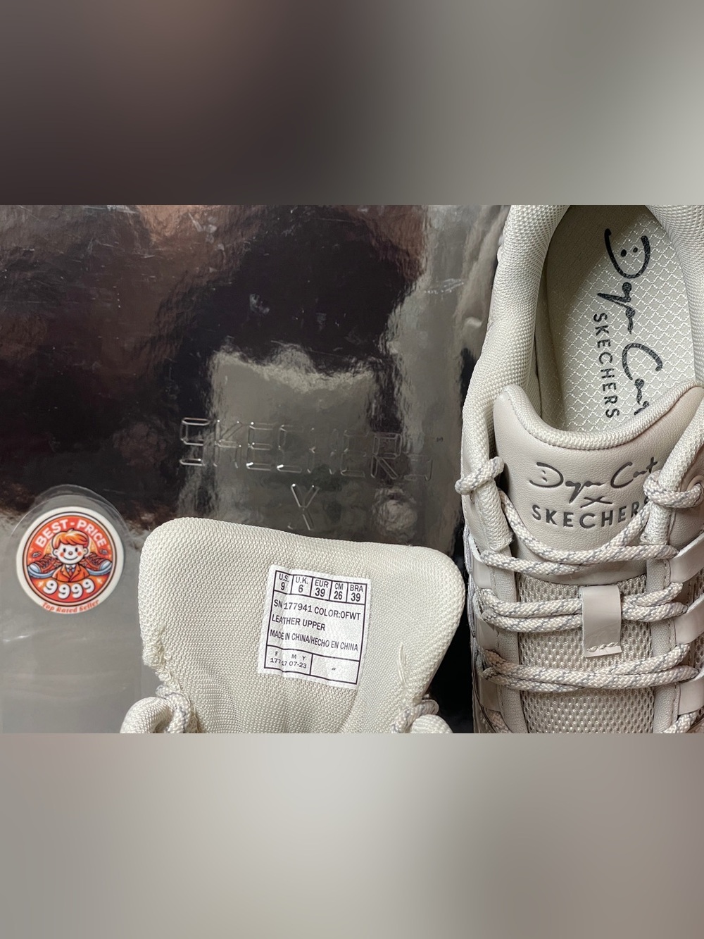 NWT Skechers - Size 9 - Women's Doja Cat - Doja'Lite Shine Off White Sneakers - Picture 8 of 10